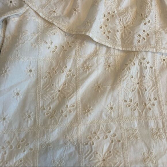 Zara Embroidered Asymmetric White Dress Size 13-14.  B65 - Picture 4 of 8